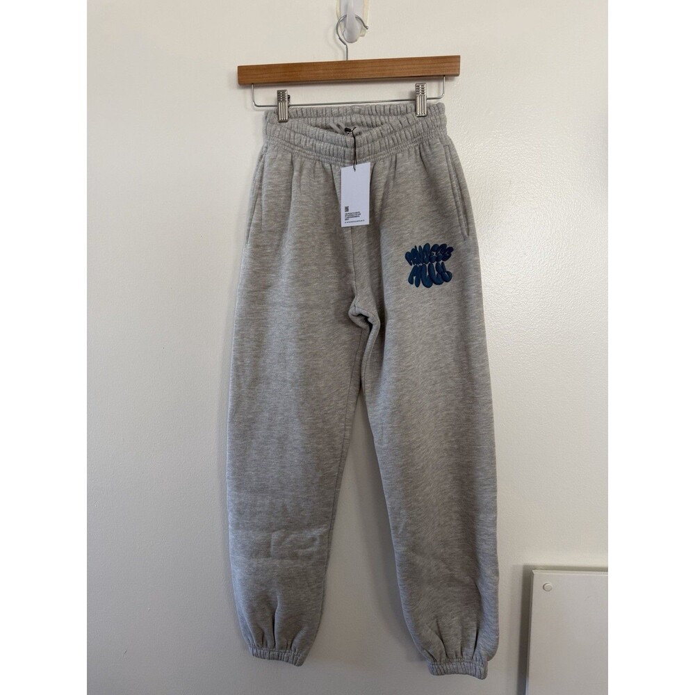 NWT Princess Polly Women’s Gray Puffy Logo Fleece Jogger Sweatpants US 2 XS
